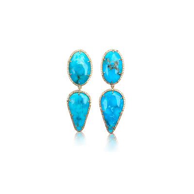 14k Kingman Turquoise Double Drop Earrings