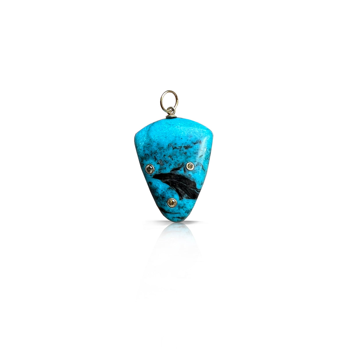 14k 3 Diamond Turquoise Charm