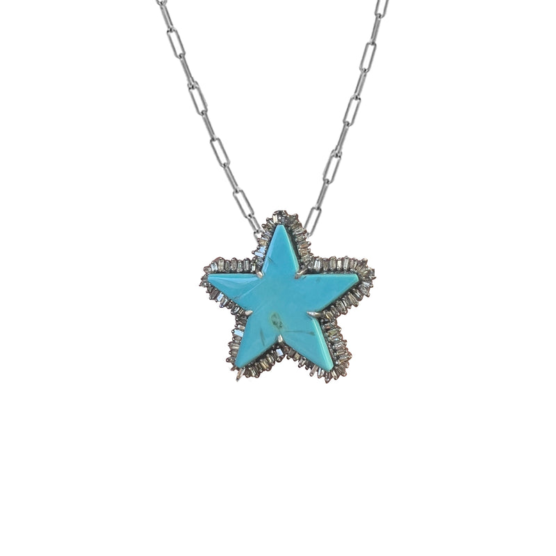 Turquoise Star Baguette Necklace