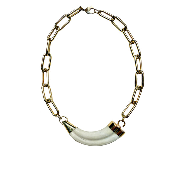 14k Jumbo Chain Tusk Necklace