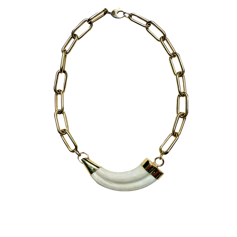 14k Jumbo Chain Tusk Necklace