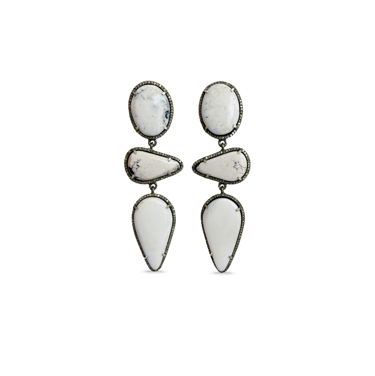 White Buffalo Triple Drop Earrings