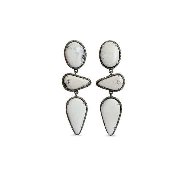 White Buffalo Triple Drop Earrings