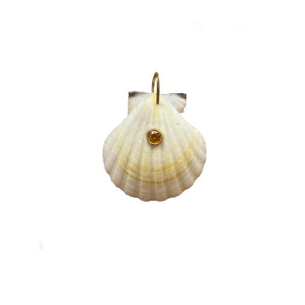 14k Orange Sapphire Clam Shell Pendant