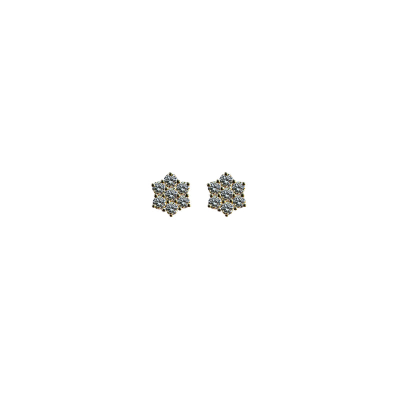 14k Yellow Gold Diamond Flower Stud Earrings