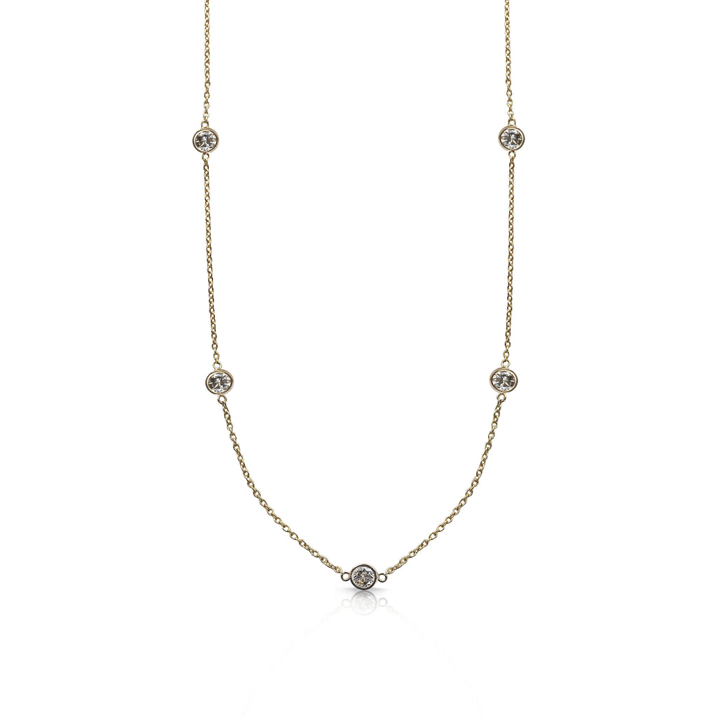 14k Yellow Gold Dainty Diamond Necklace