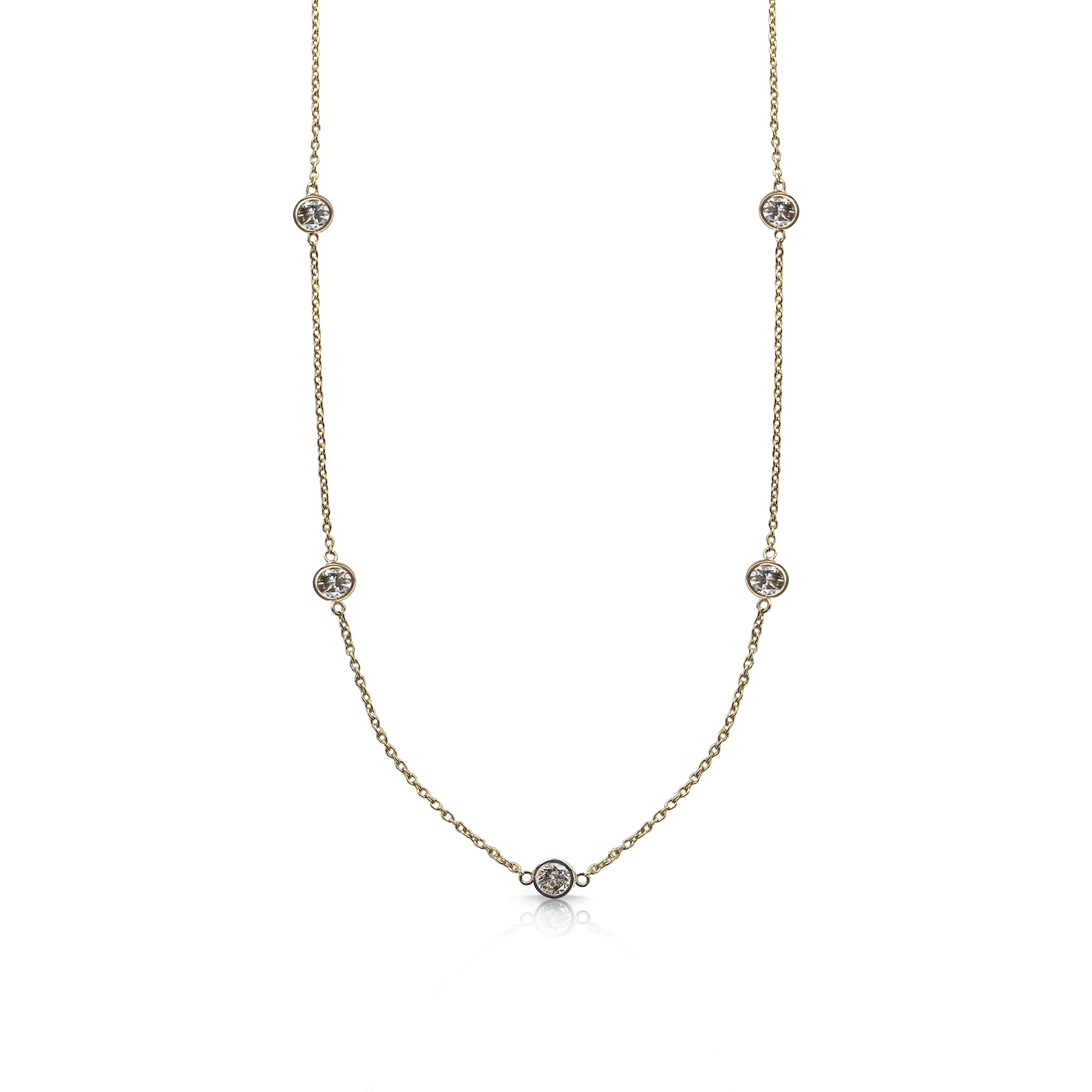 14k Yellow Gold Dainty Diamond Necklace