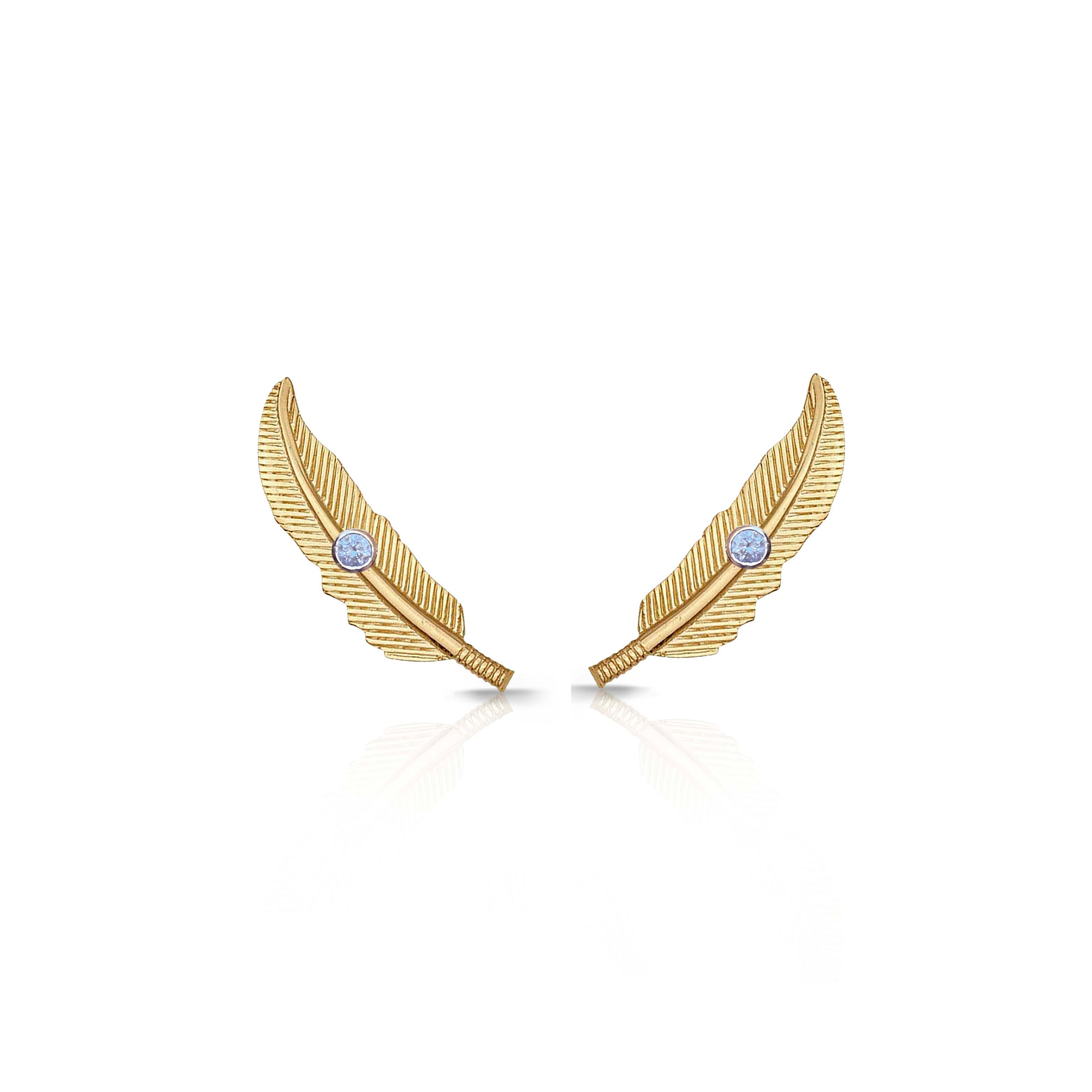 14K Gold Feather Ear Crawler