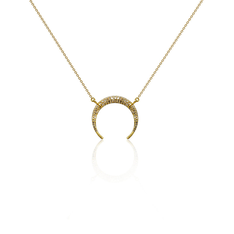 14k Pave Diamond Double Tusk Necklace