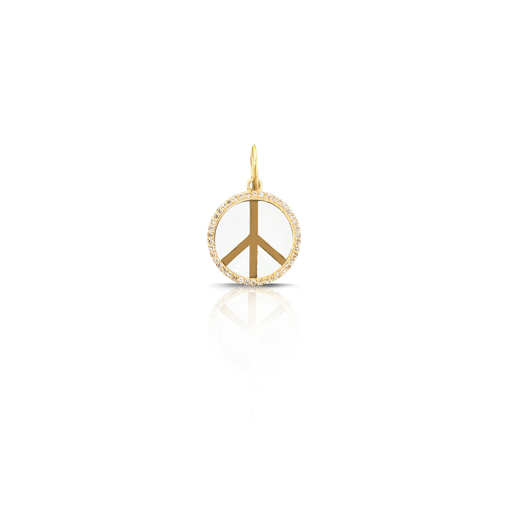 White Enamel Peace Sign Charm