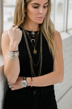14k Pave Diamond Double Tusk Necklace