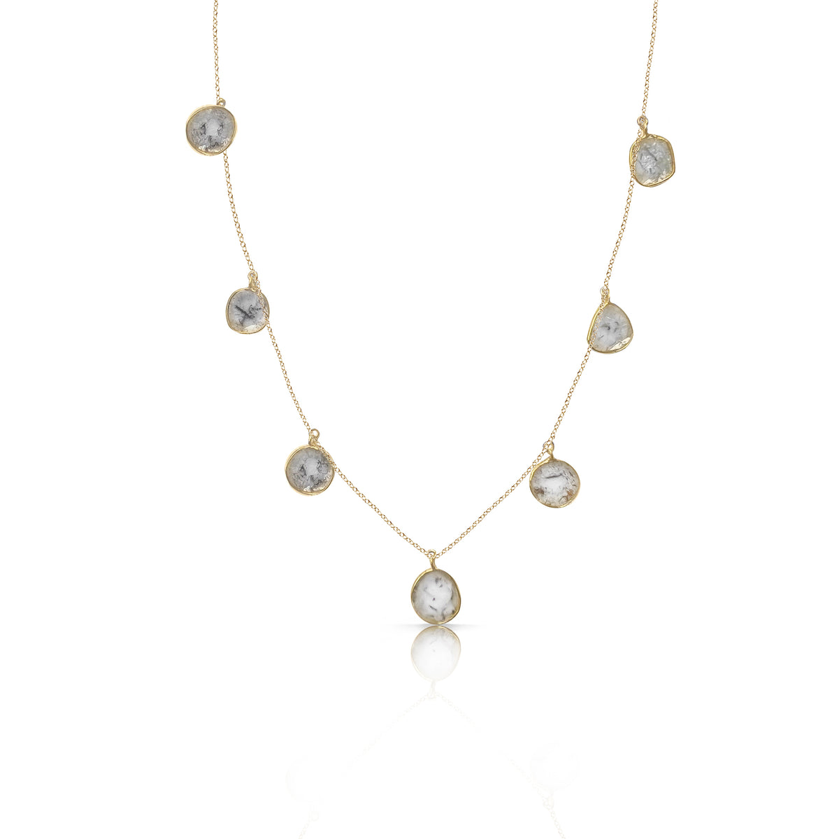 14k Sliced Diamond Dangle Necklace