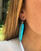 Carved Turquoise Feather Earrings