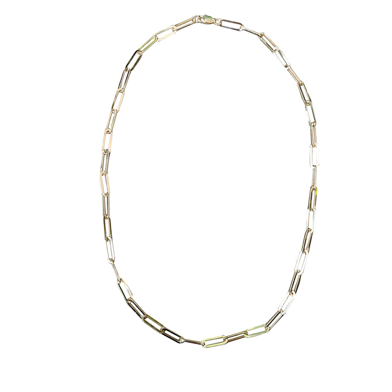 14k Yellow Gold Small Paperclip Necklace