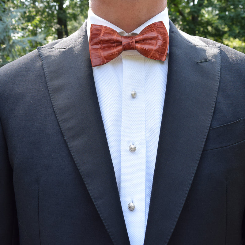 Finn|Carter Cognac Croc Bow Tie