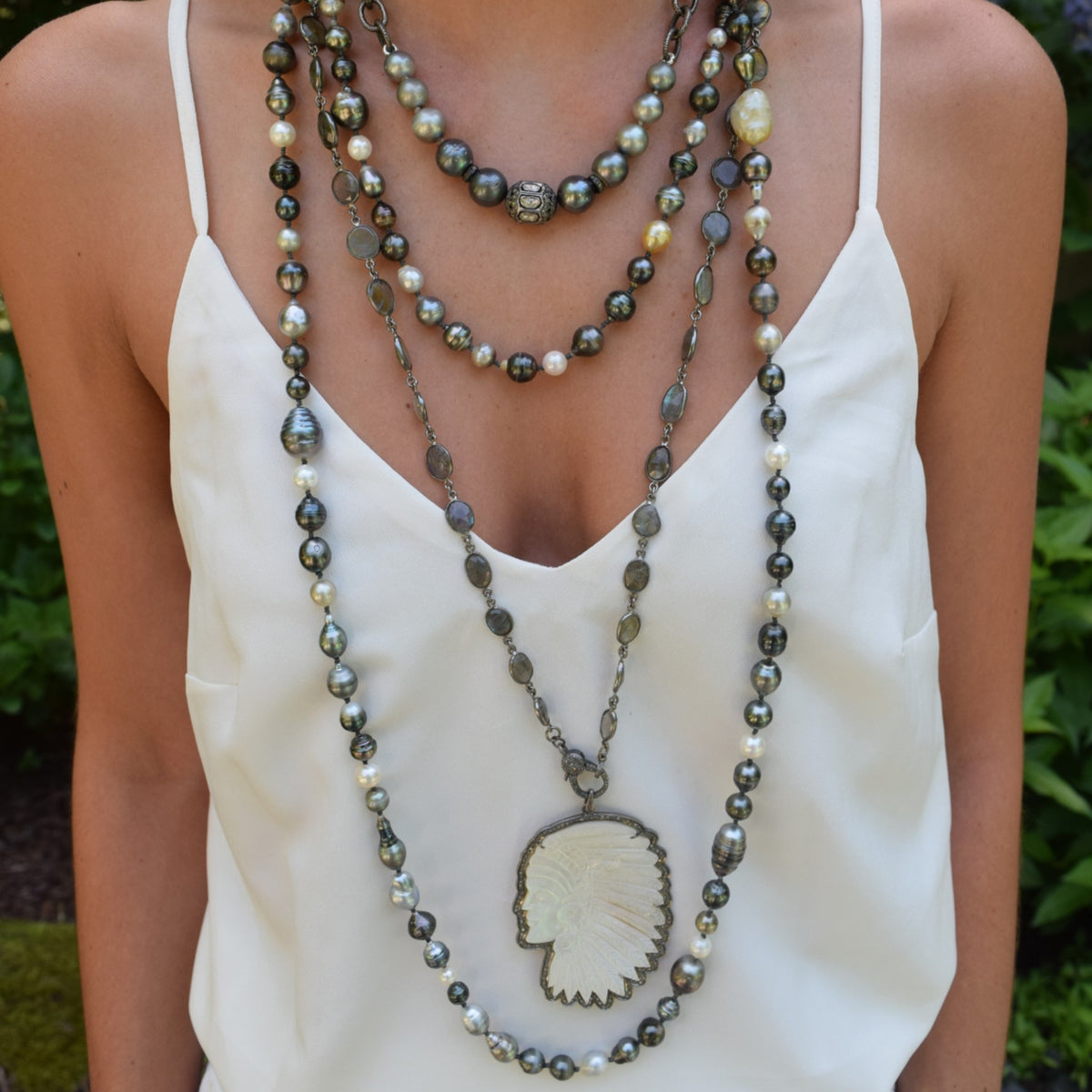 Long Tahitian Pearl Necklace with Clasp