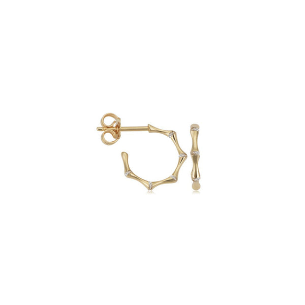 14k Diamond Bamboo Hoops