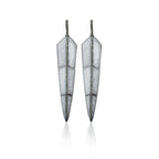 Pearl Grey Enamel Feather Earrings