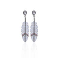Sliced Diamond Enamel Feather Earrings