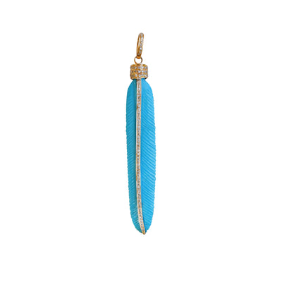 Gold + Turquoise Feather Pendant