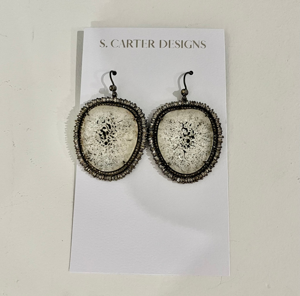 Fossilized Oosik Diamond Earrings