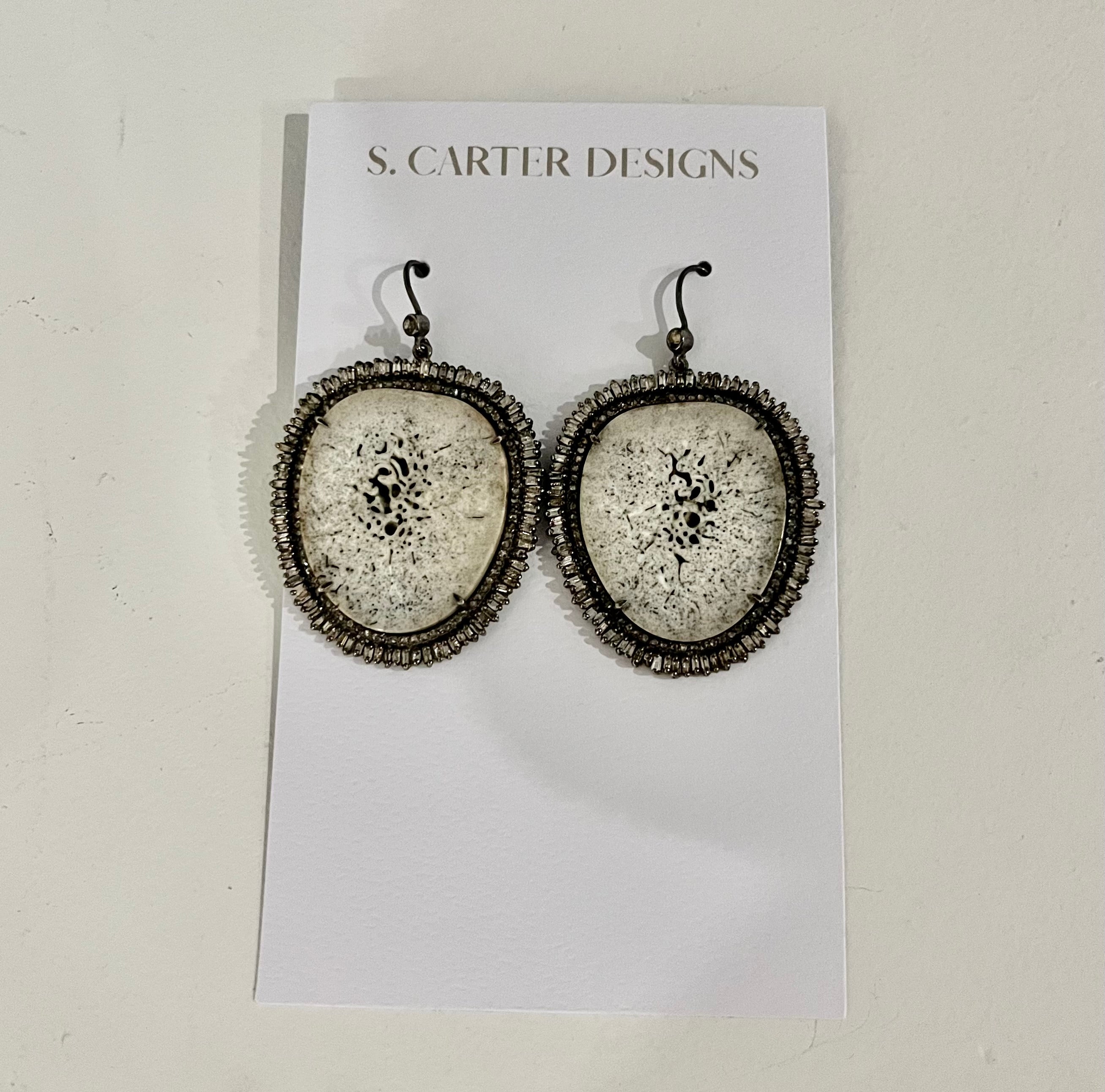 Fossilized Oosik Diamond Earrings