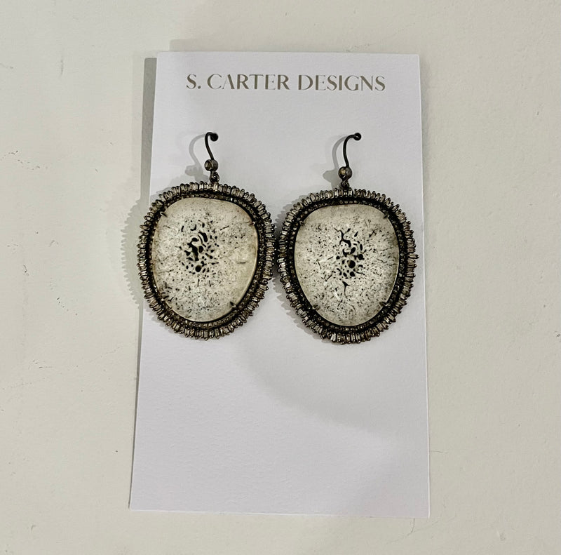 Fossilized Oosik Diamond Earrings