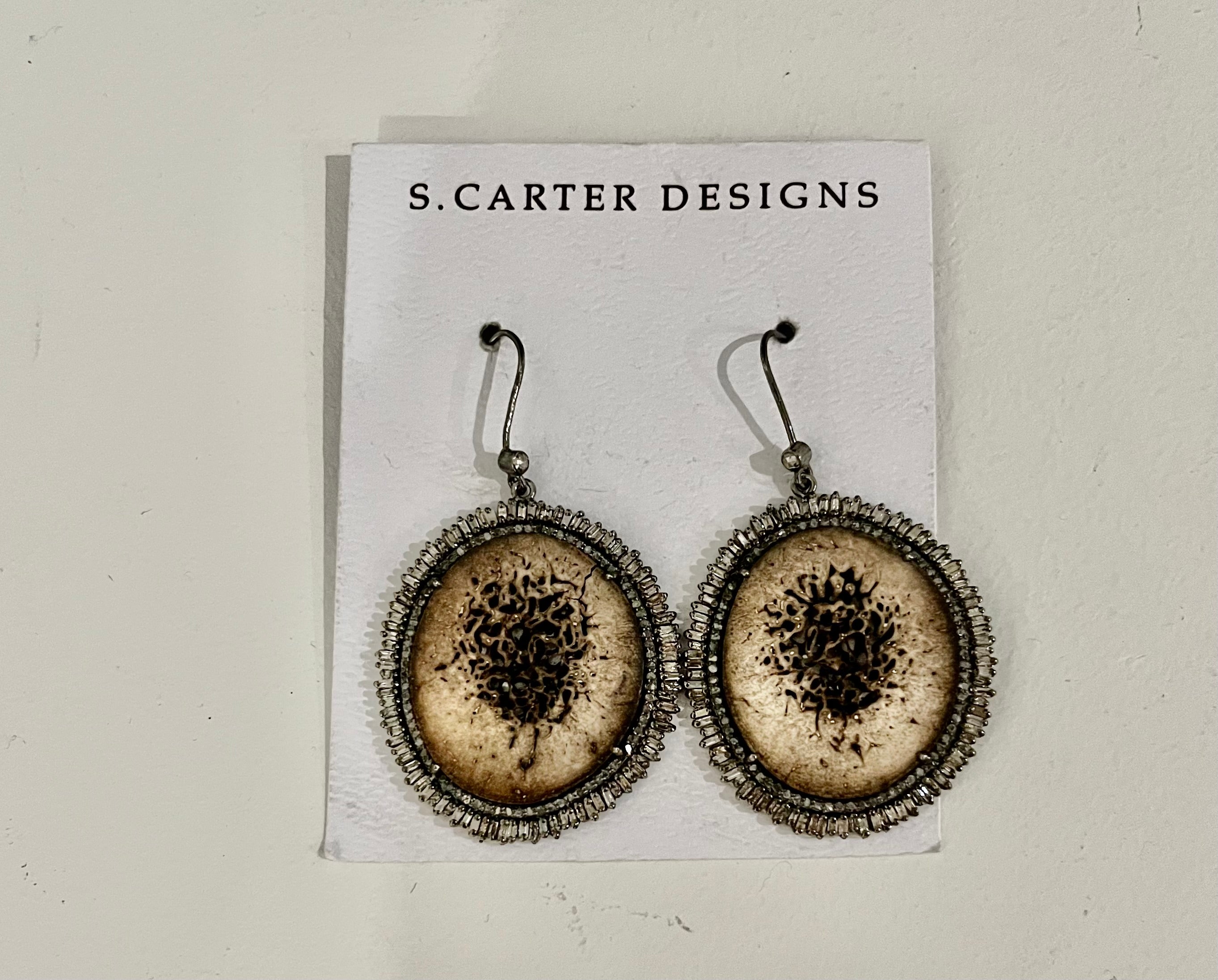 Fossilized Oosik Diamond Earrings