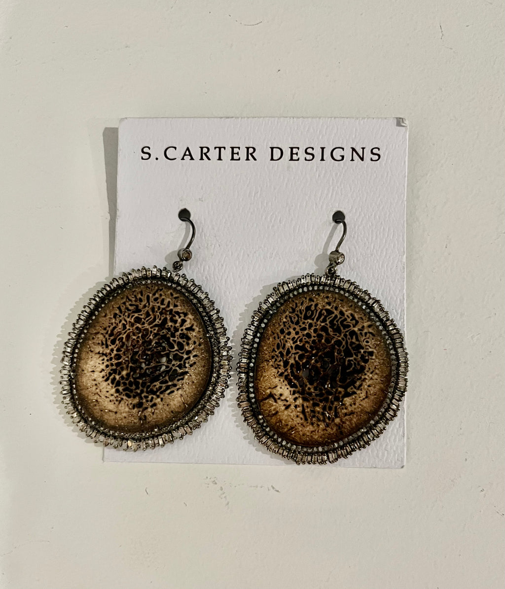 Fossilized Oosik Diamond Earrings