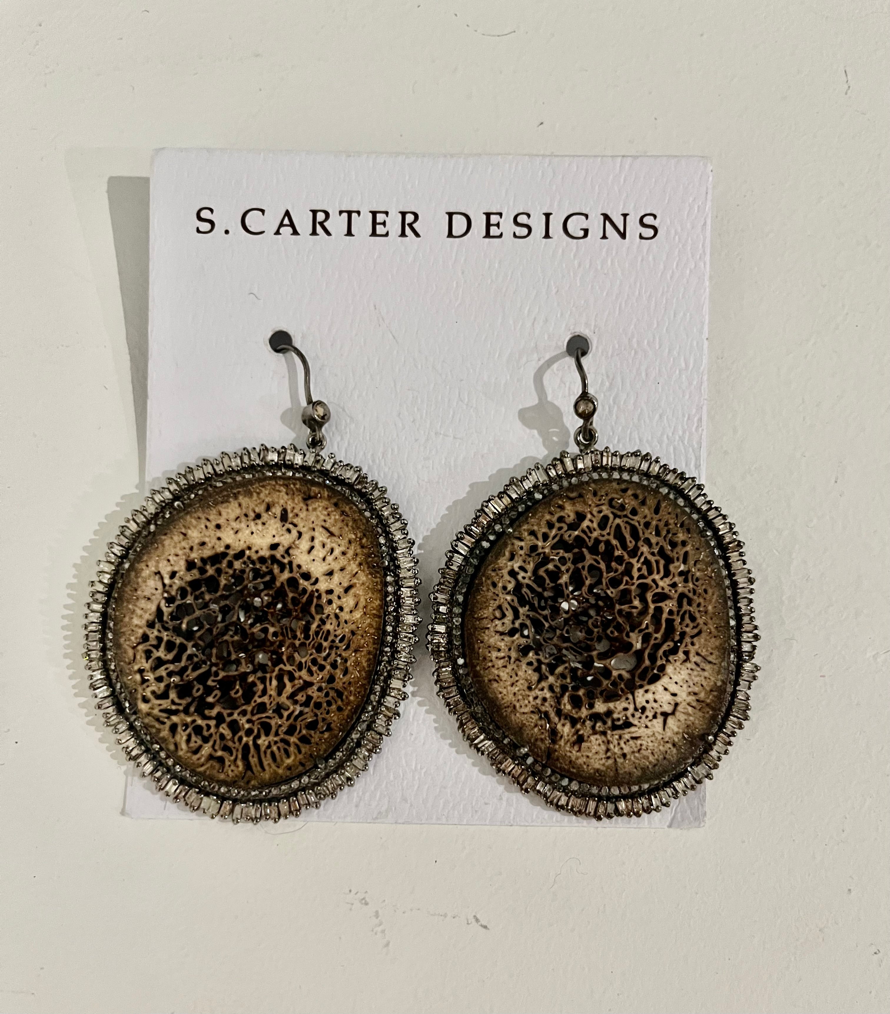 Fossilized Oosik Diamond Earrings