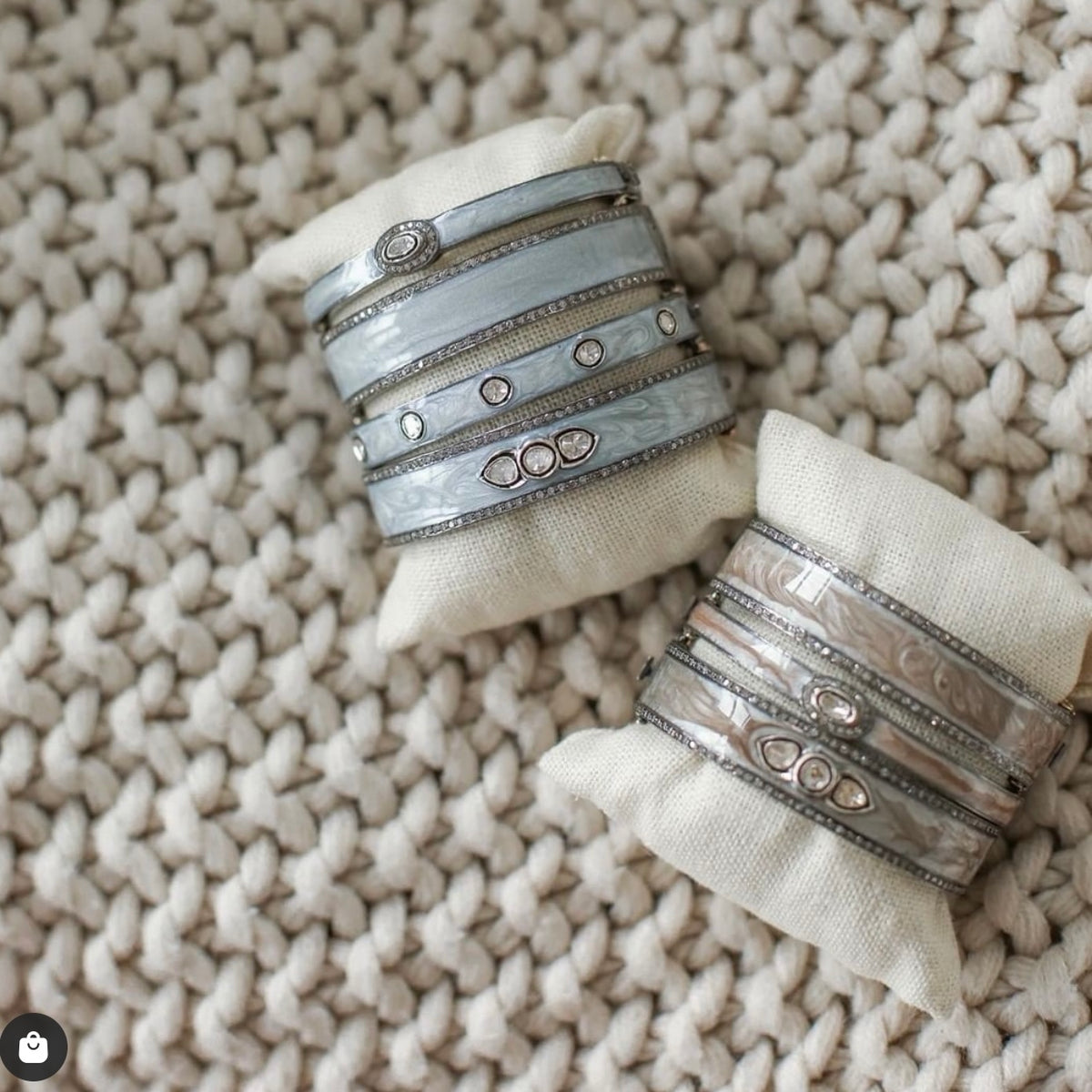 Pearl Grey Enamel Bracelets