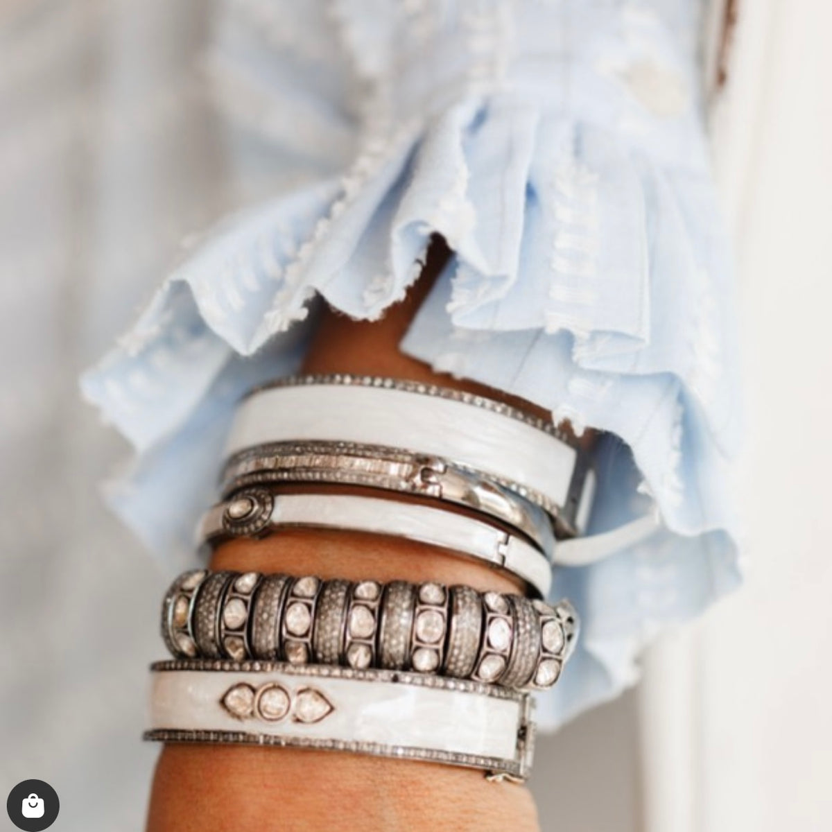 Pearl White Enamel Bracelets