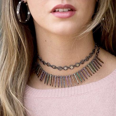 Pyrite + Diamond Clasp Chain