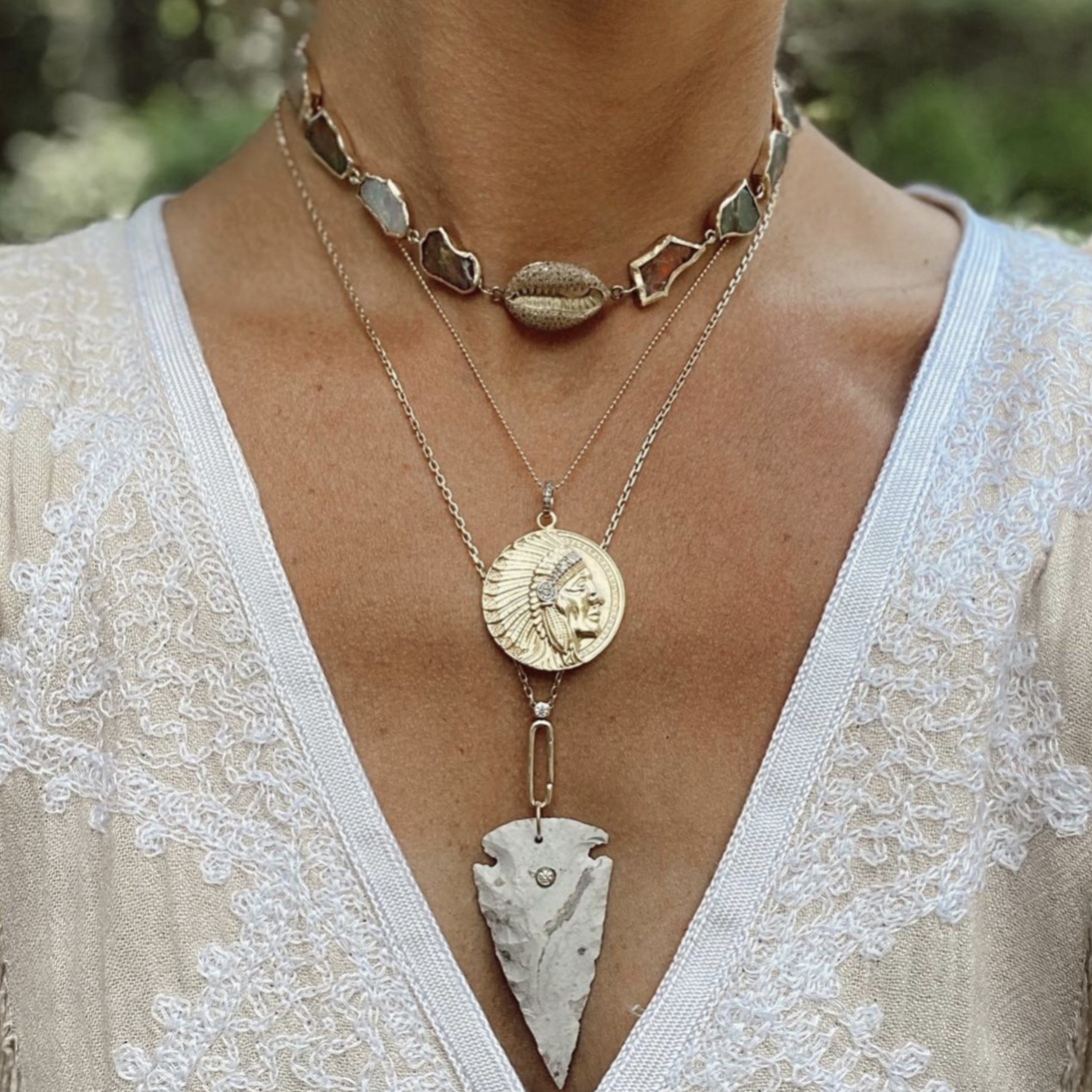 14k Headdress Coin Pendant