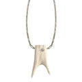 14k Large Double Fork Elk Tip Necklace