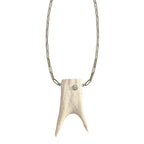 14k Large Double Fork Elk Tip Necklace