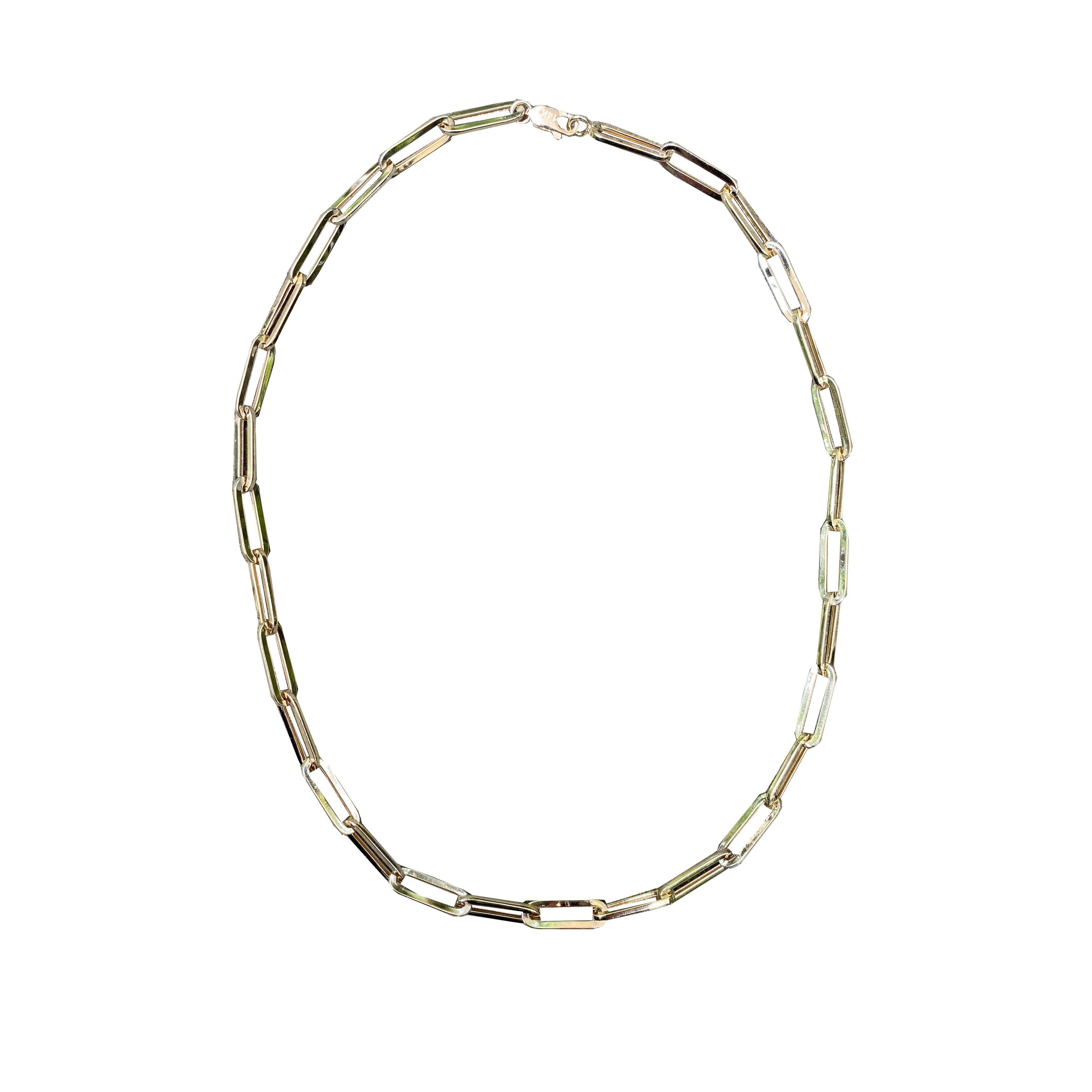 14k Yellow Gold Large Paperclip Necklace