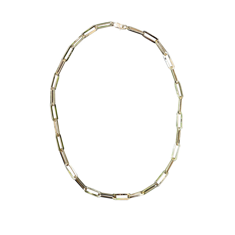 14k Yellow Gold Large Paperclip Necklace