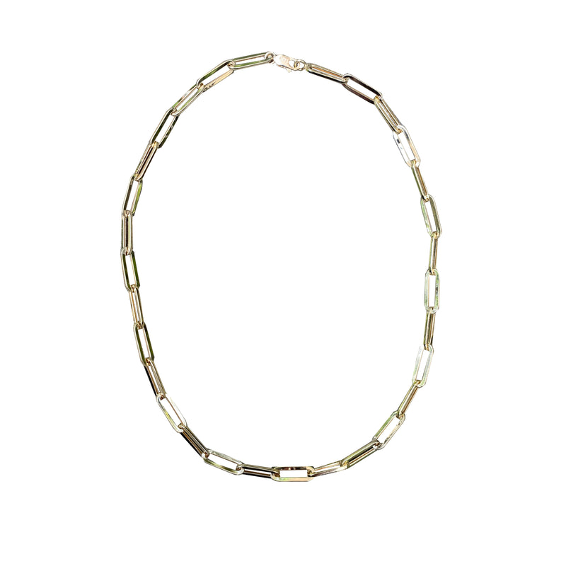 14k Yellow Gold Large Paperclip Necklace