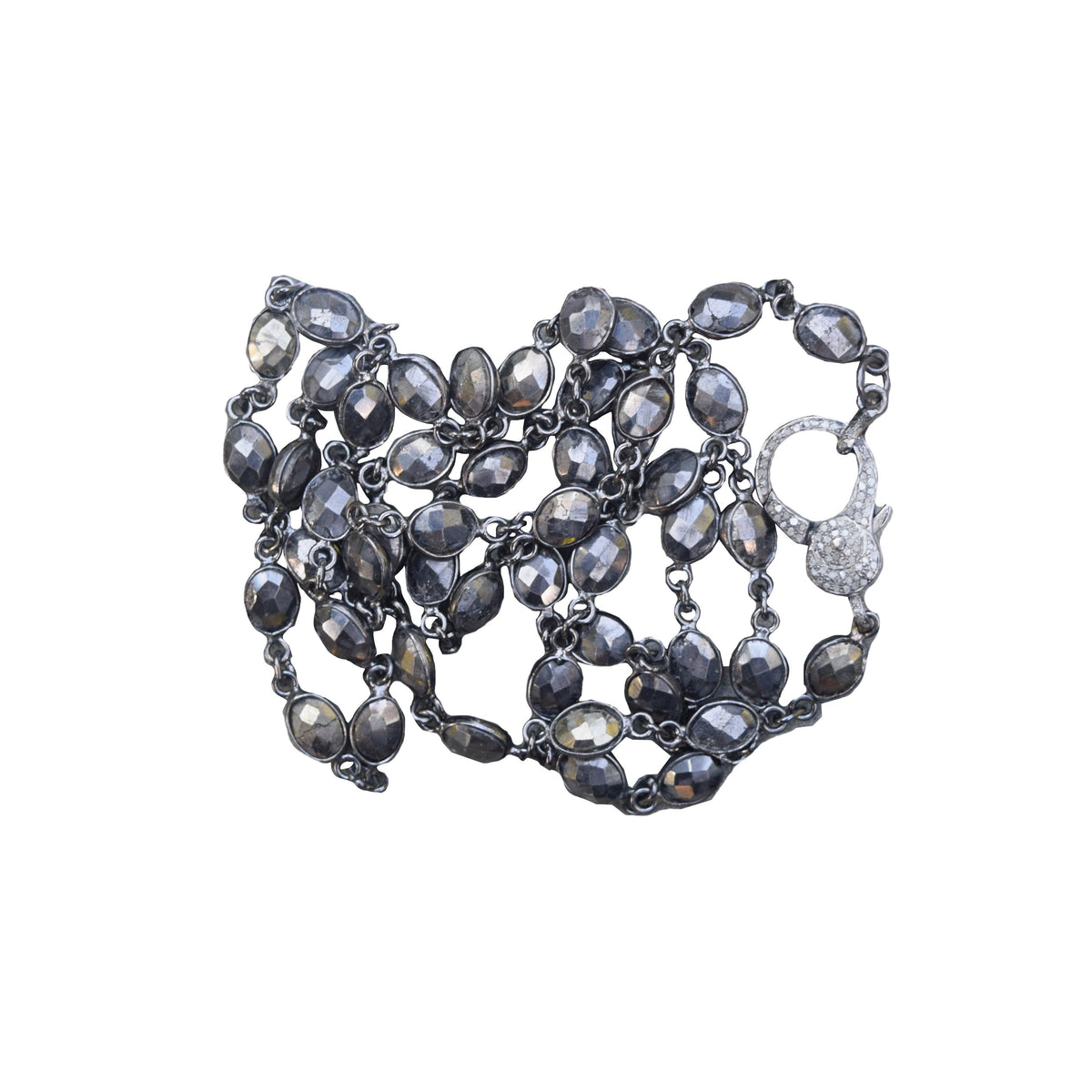 Pyrite + Diamond Clasp Chain