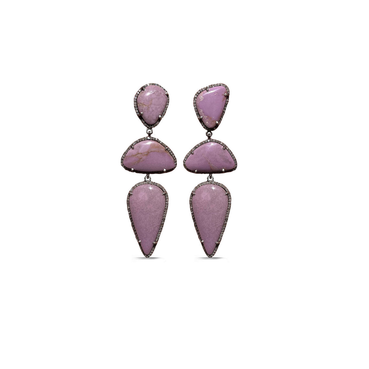 Pink Phosphosiderite Triple Drop Earrings