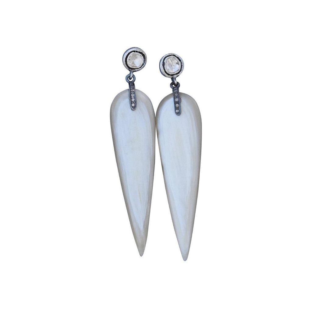 Horn Drop Diamond Stud Earrings Light