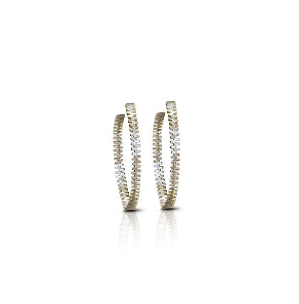 14K Baguette Diamond Hoops
