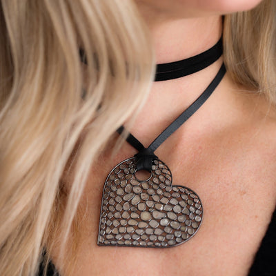 Disco Heart Charm Wrap Necklace