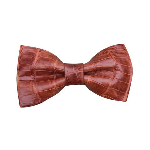 Finn|Carter Cognac Croc Bow Tie