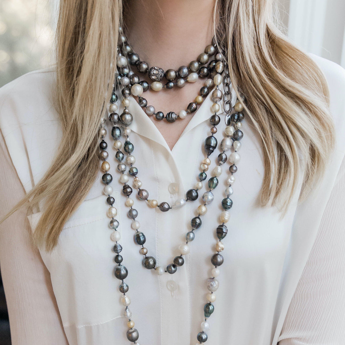 Long Tahitian Pearl Necklace with Clasp