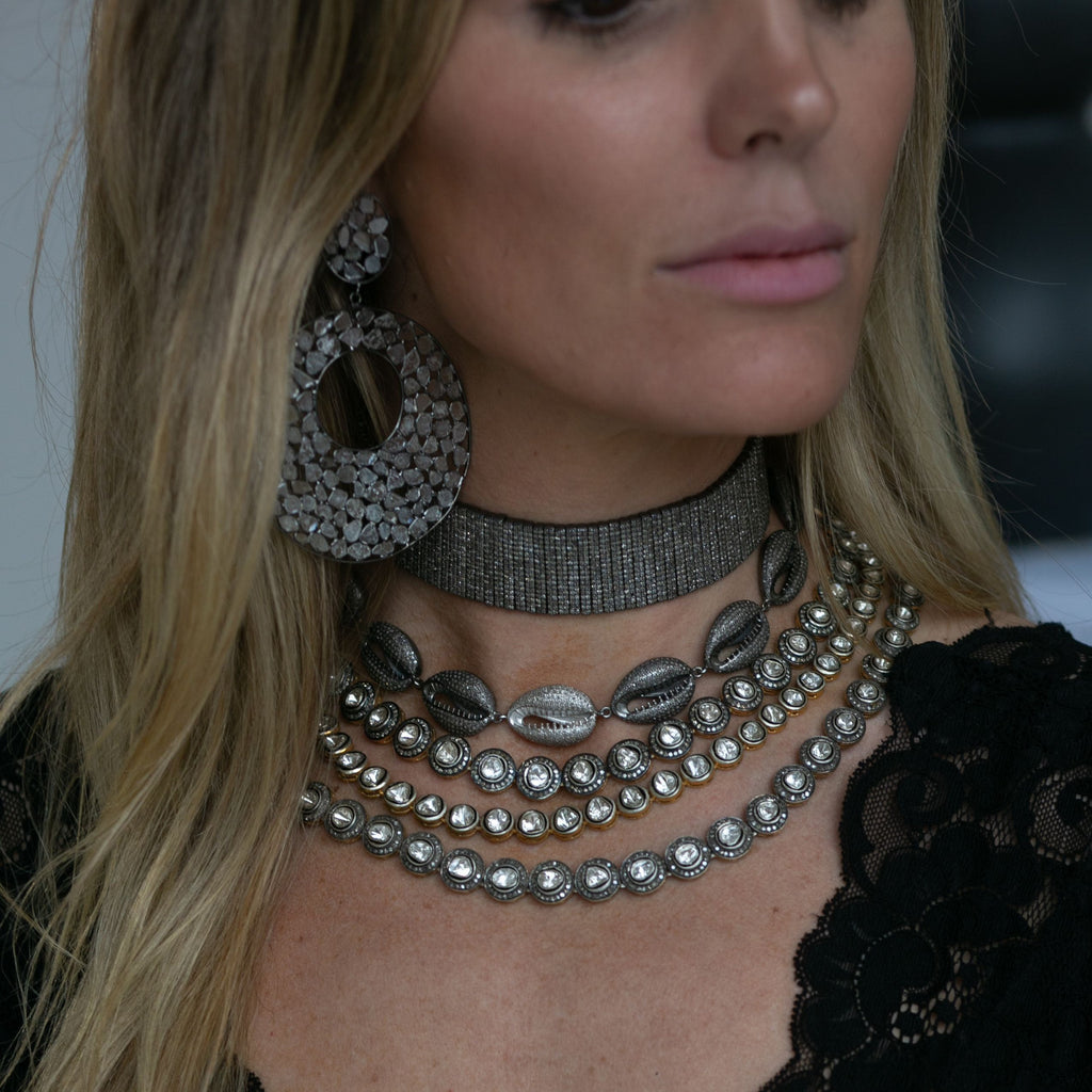 Pave + Sliced Diamond Necklace