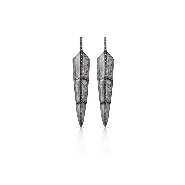 Pearl Brown Enamel Feather Earrings