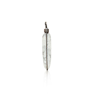 Carved Howlite Feather Pendant