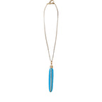 14k Carved Turquoise Feather Pendant